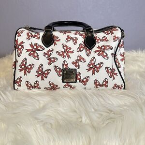 Dooney & Bourke White Satchel With Minnie Bowtie Pattern
